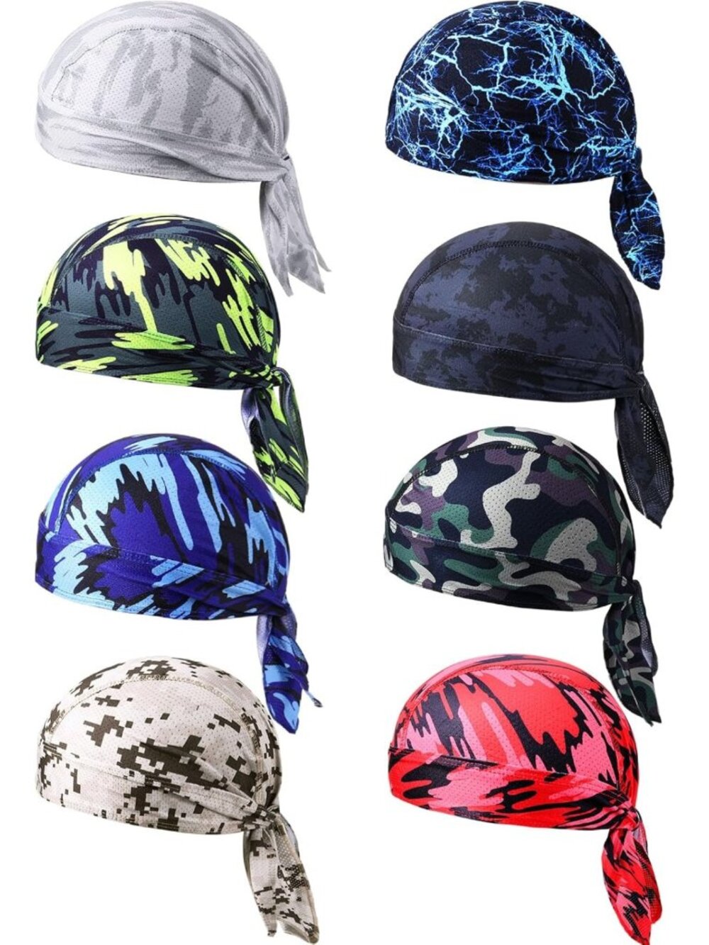 8 Pack Do Rags for Men | Breathable Skull Caps | Sweat-Wicking Headwear